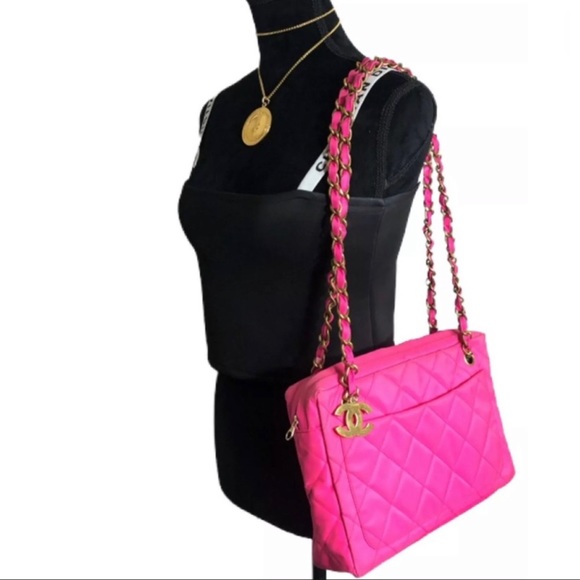 Chanel Vintage CC Neon Jumbo Quilted Camera Bag